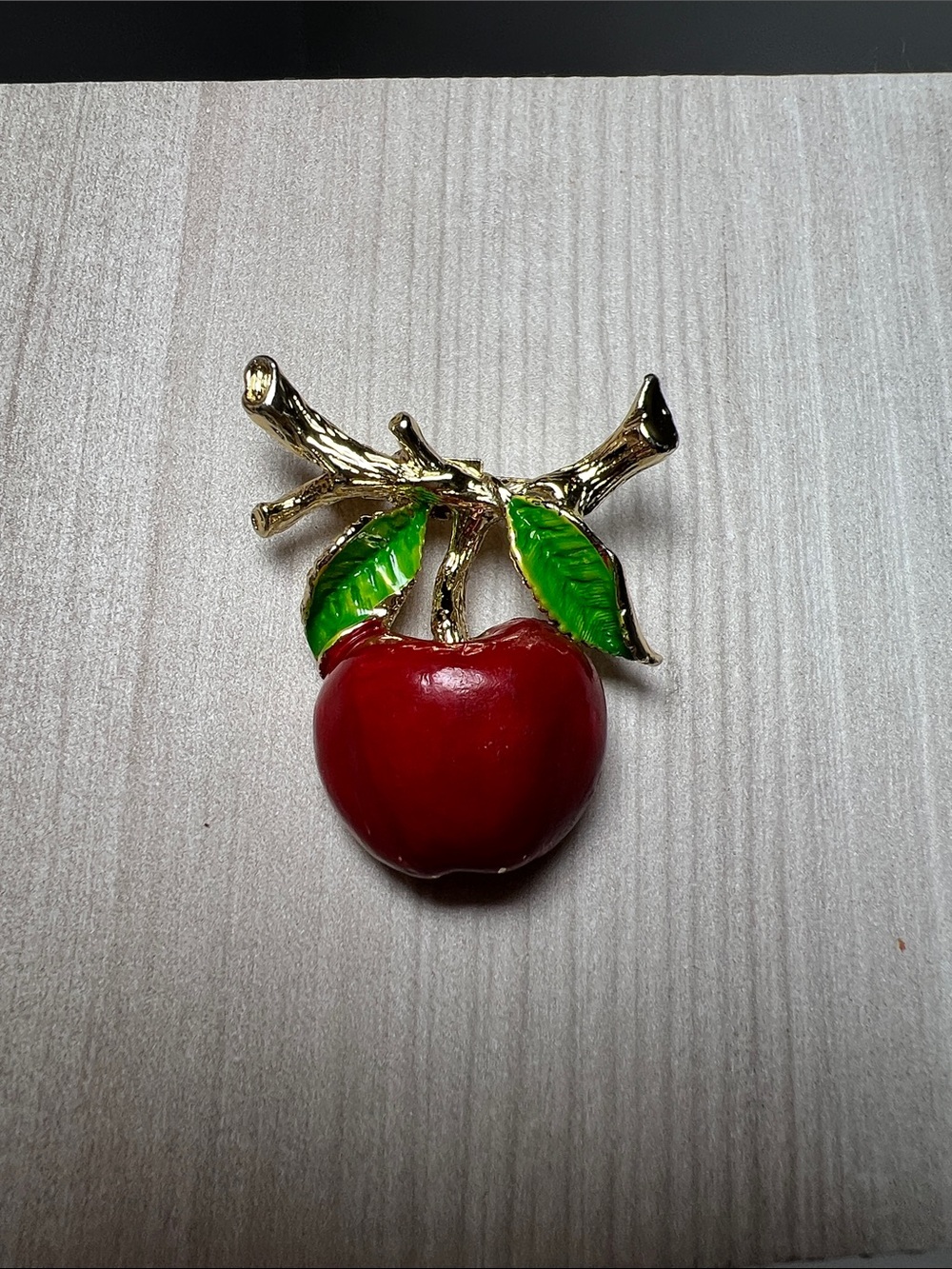 Gerrys Brooch Pin Apple Tree Branch
Red Green Enamel Figural Signed
Vintage